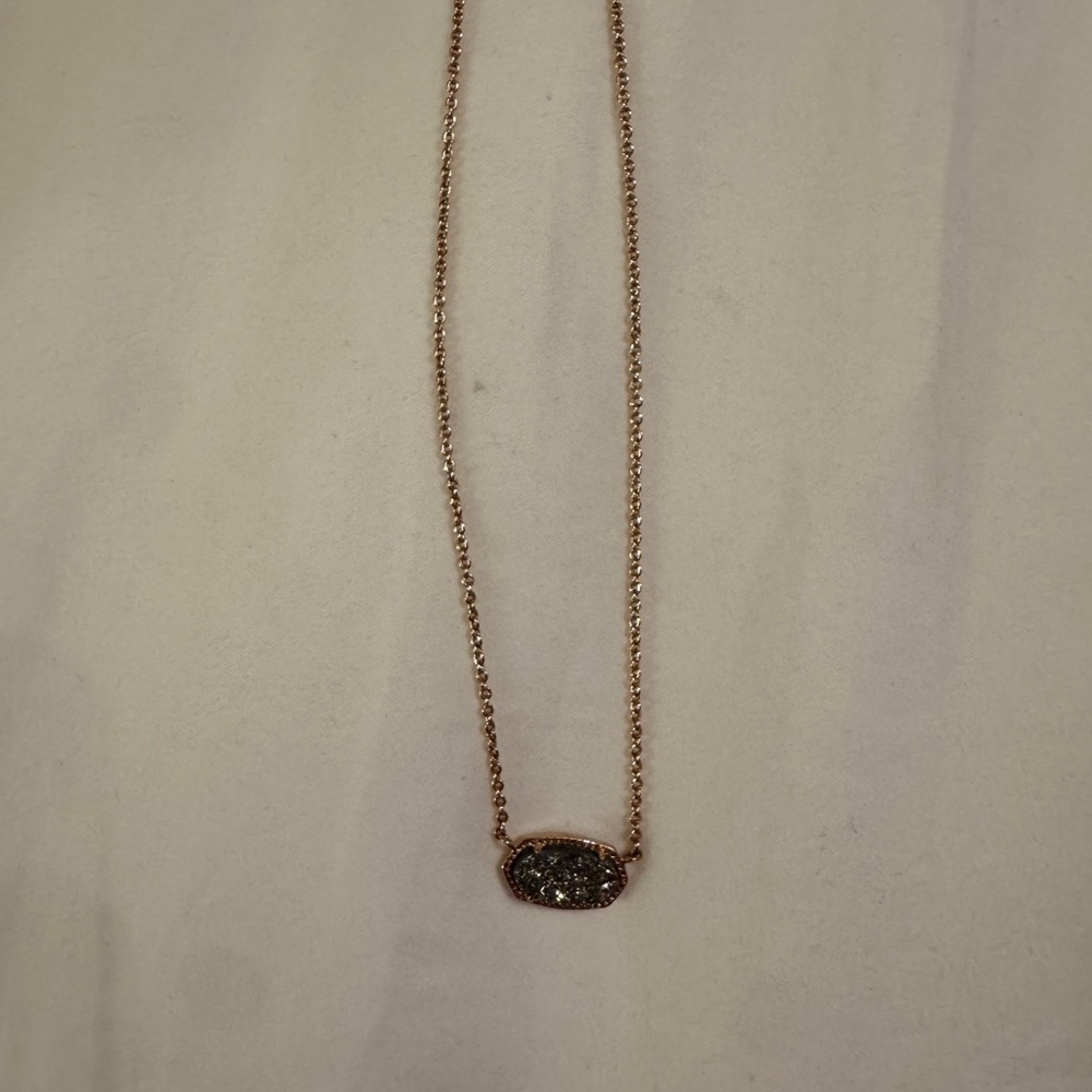 Kendra Scott Elisa Rose Gold Pendant Necklace in Drusy